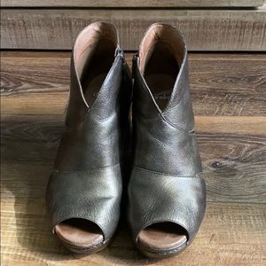 Dansko Brown Peep-Toe Ankle Booties
